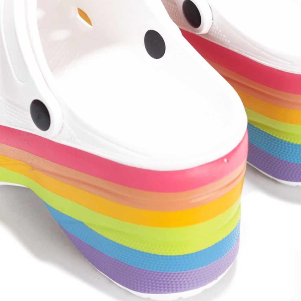 Platform Croc Style Lightweight Clogs in White - Picture 4 of 4